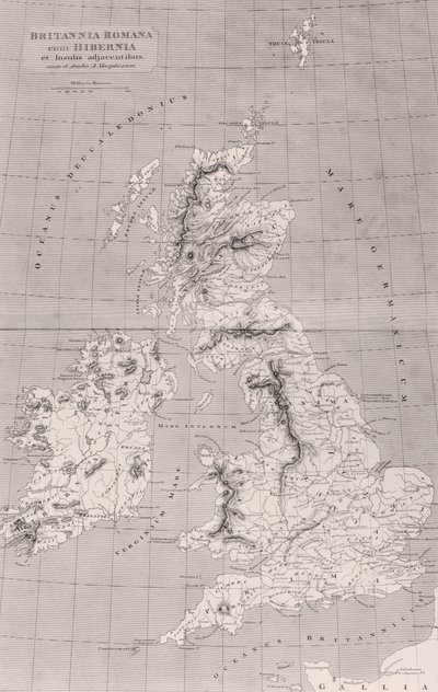 Karte von Römisch Britannien mit Irland und angrenzenden Inseln, ursprünglich veröffentlicht in London, 1818 von English School